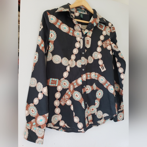 Lauren Ralph Lauren shirt with turquoise belt design - Picture 5 of 8